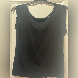 Black V Neck sequin Top